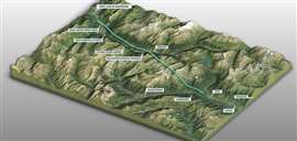 Map of the route of the Mont-Cenis Base Tunnel from France into Italy