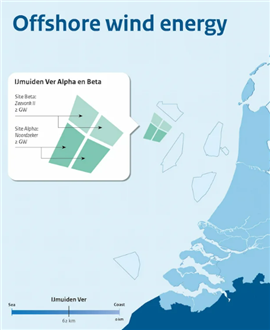 Map showing the location of the IJmuiden Ver wind farms