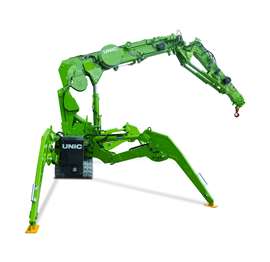 Asymmetric outrigger positioning to maximise capacity in the available space on the new Unic UM325 mini spider crane