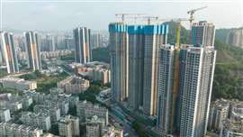 An aerial view of the landscape in Shenzhen, China