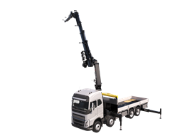 Hiab iQ.708 in black showing its reach mounted on a white truck