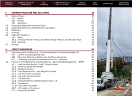 SCRA outrigger guide contents page