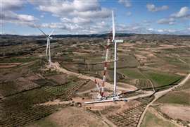 Gruas Aguado using its new Liebherr LR 1700-1.0W narrow track crawler crane to erect a wind turbine in Navarra, Spain