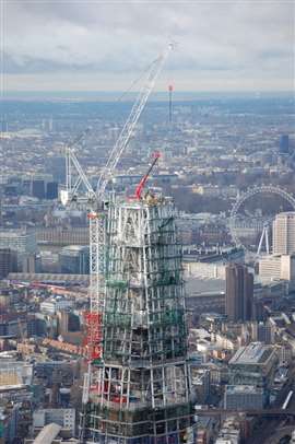 A Unic mini crane atop the Shard in London