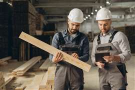 Engineers check codes on materials, ensuring the right element gets to the right place at the right time