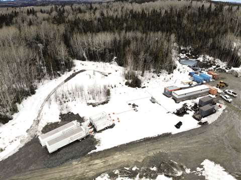 Aggreko's temporary CNG plant and the containers that were used to deliver CNG to the mine's site.