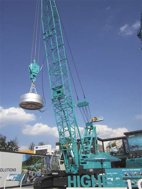 Kobelco CKL 1000i (India Series) lattice boom crawler crane with electro magnet for scrap handling