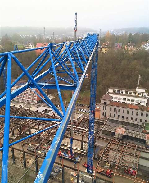 The view from the crane cabin overlooking the schaffhaussen jobsite